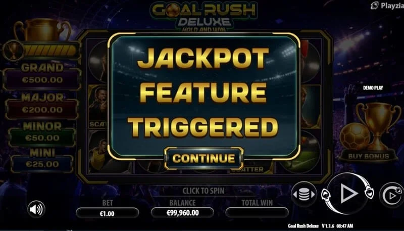 Goal Rush Deluxe - Bonus-ボールによるJackpot Hold and Winの開始