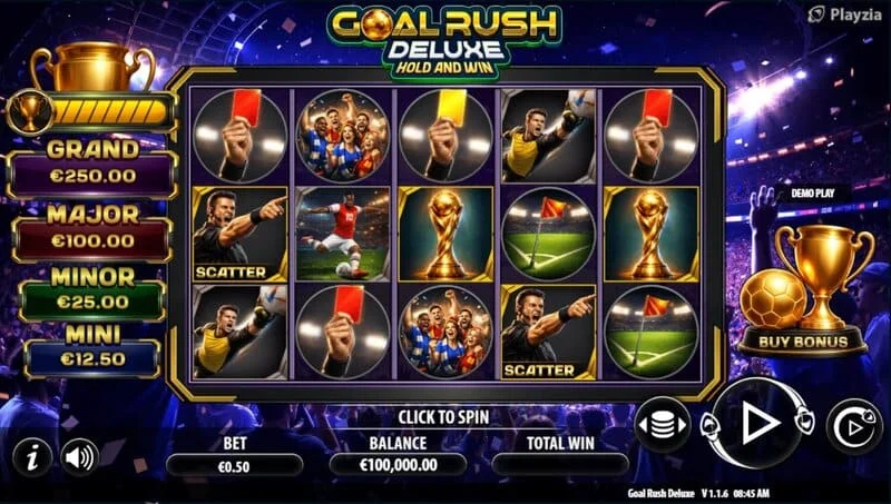 Goal Rush Deluxe - フリースピンモードでのゲーム画面