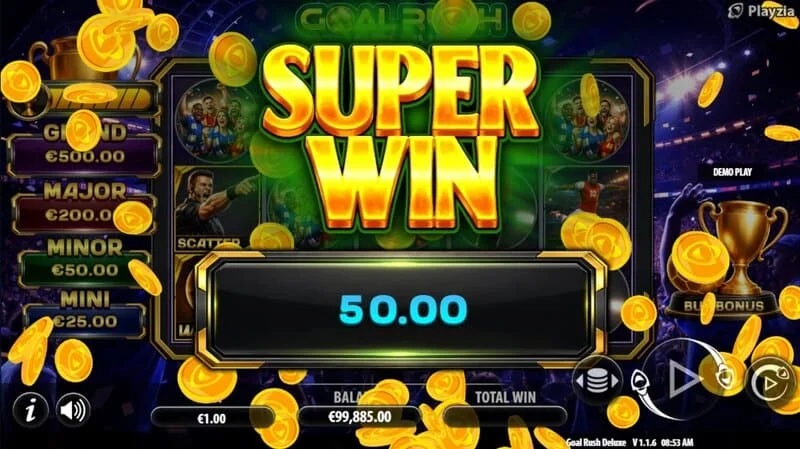 Goal Rush Deluxe - Grand-ジャックポットでの最終的なスーパーウィン